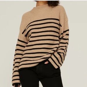 Rails Tan and Black Striped Sweater